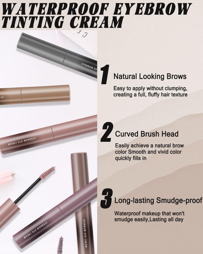 Pink Tinted Eyebrow Gel,2 Pcs Long Lasting Waterproof Eye Brow Tinting Kit,Smudgeproof Transfer-Proof Eyebrow Tint Glue,Ultra-Fine Brush Brow Filler Stain,Women's Mother's Day Makeup Gift for Women-02