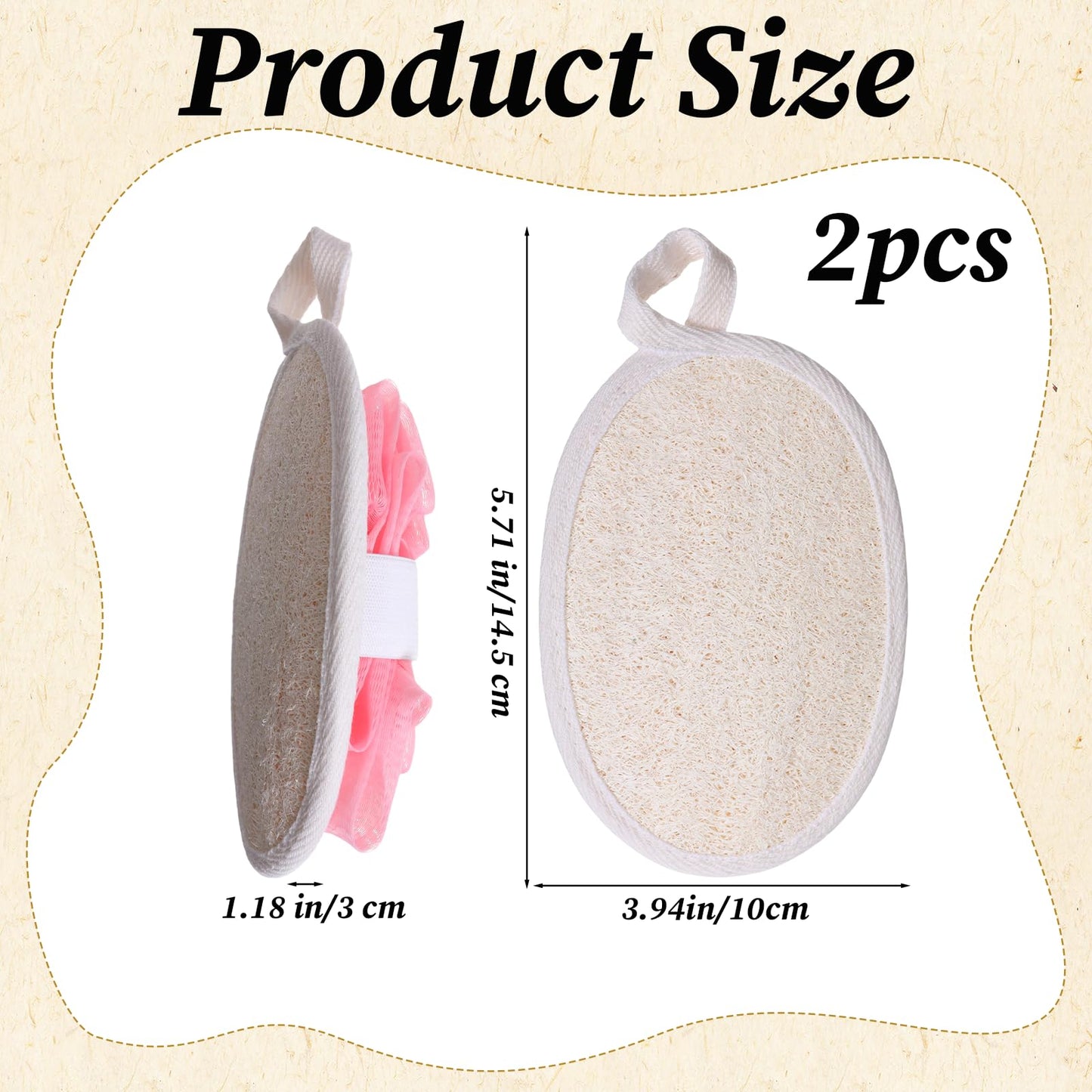 ElevateTech Natural Loofah Sponge Loofah Exfoliating Facial Scrubber BathLoofah for Women Men Shower Scrubber for Body Perfect for Exfoliation Cleansing Made of Natural Luffa and Terry Cloth
