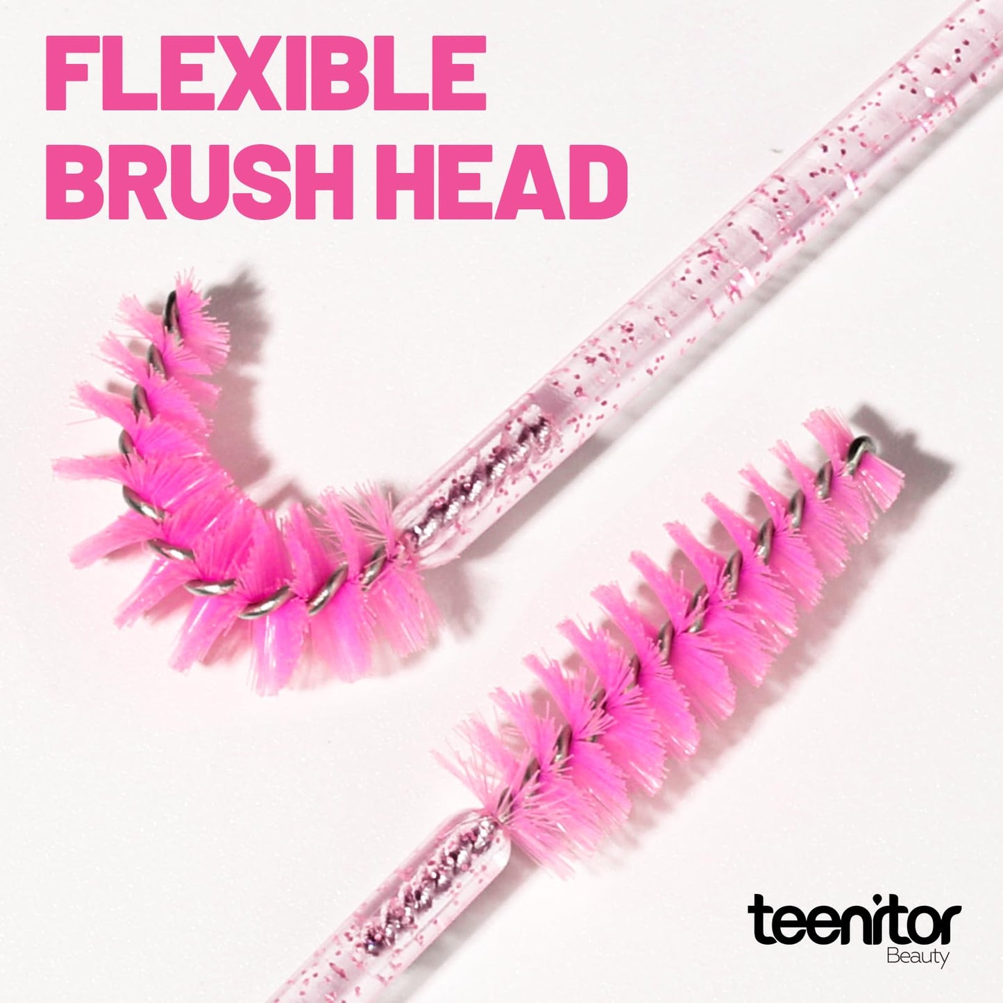 Teenitor 200pcs Lip Applicators Disposable and Mascara Wands, 100pcs Lip Wands, 100pcs Disposable Mascara Wand, Crystal Pink