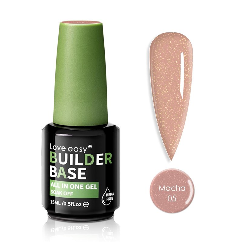 Love Easy Salon-Grade Mocha Builder Gel - Hypoallergenic Base Coat | Long-Lasting 30+ Days for Professional Nails