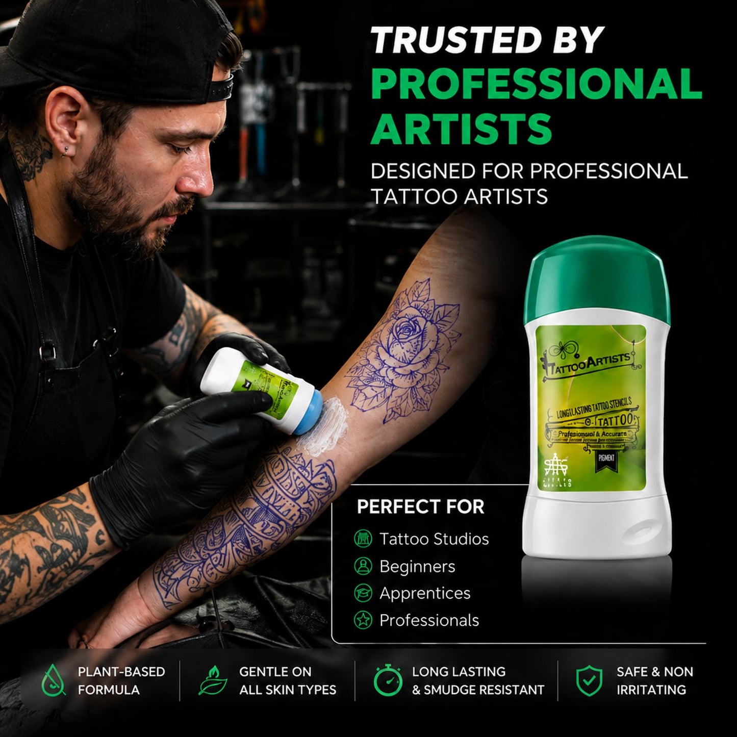 Rayyl Tattoo Transfer Gel - 2 Packs Tattoo Stencil Gel 60g (2.0 oz Each) Long Lasting Stencil Paper Transfer Cream with Twist-Up Design, Stencil Adhesive for Crisp Lines & Body Art Tattoo Supplies