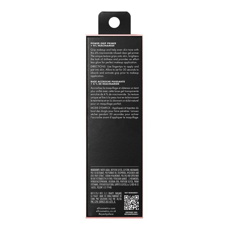 e.l.f. Power Grip Primer + 4% Niacinamide, Gel-Based & Hydrating Face Primer, Evens Skin & Brightens, Grips Makeup, Vegan & Cruelty-Free, 0.8 Fl Oz