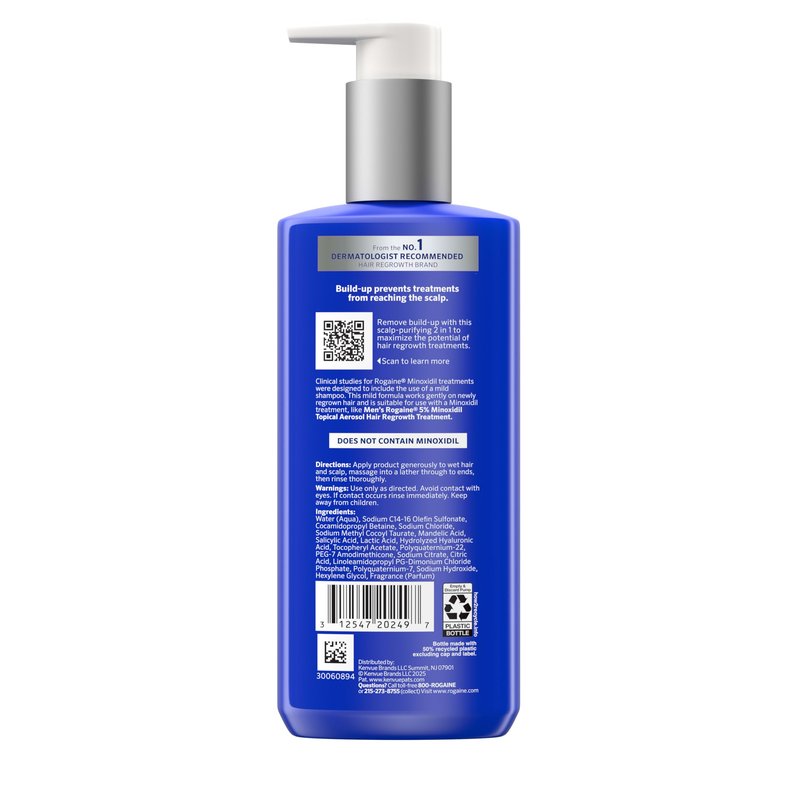 Rogaine Men's Pre-Growth 2 in 1 Shampoo + Conditioner with Triple Acid Complex, Scalp Purifying Shampoo Removes Build-Up To Maximize Hair Regrowth Treatments, Not Minoxidil, 8.4 fl. oz
