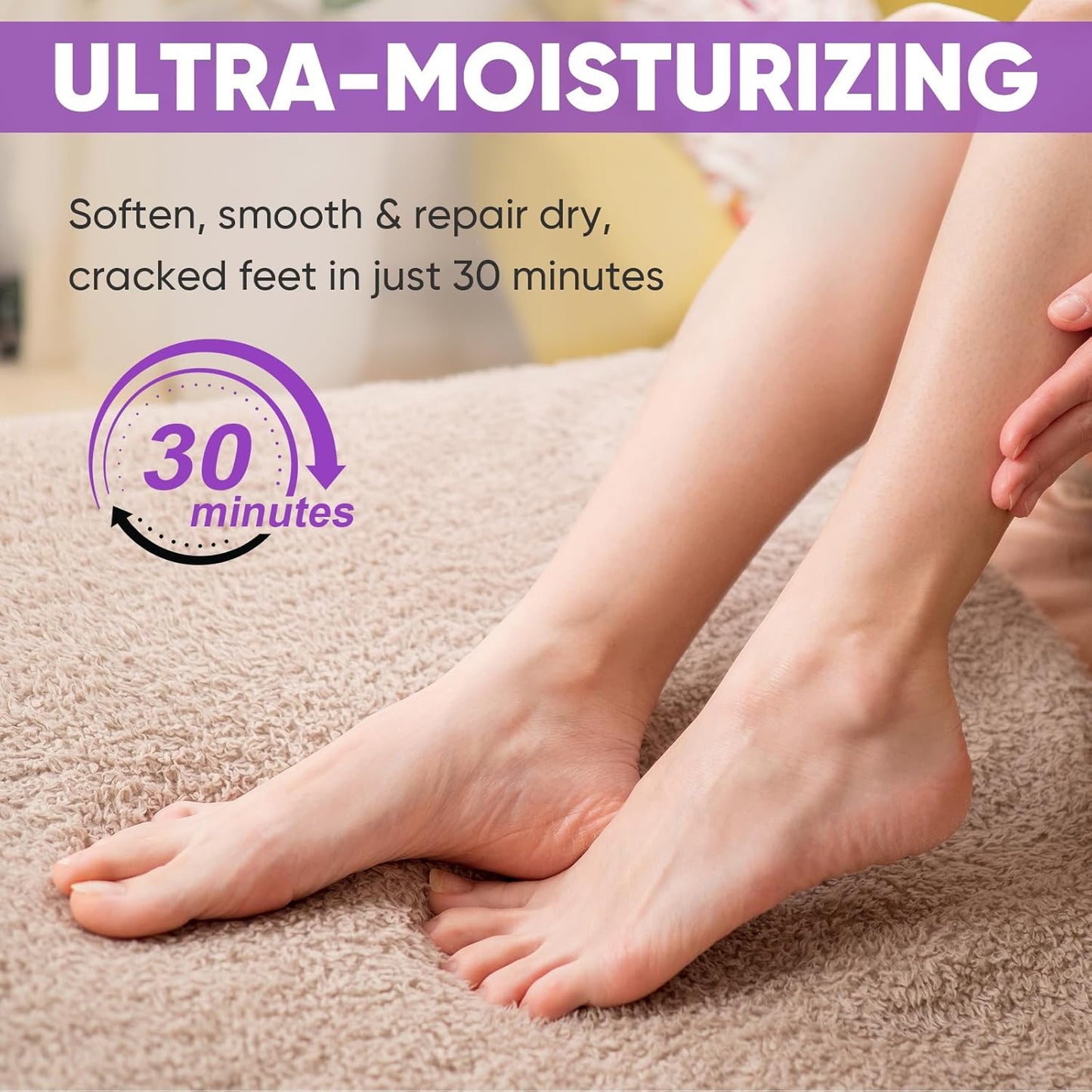 TEAWOO Moisturizing Foot Masks - 24 Pairs with Lavender & Jojoba Oil for Dry, Cracked Feet