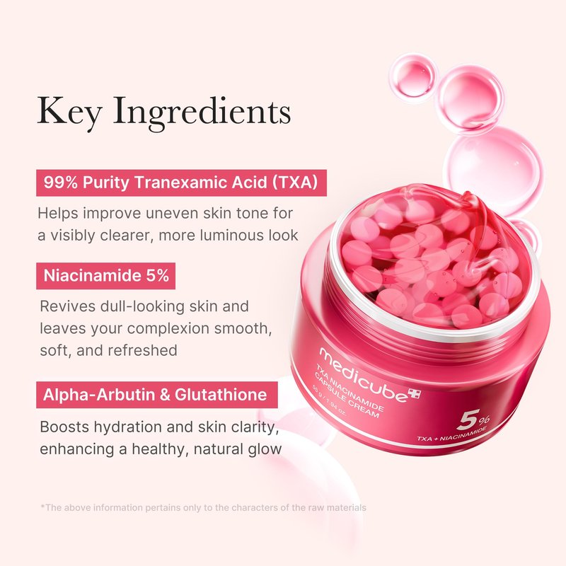 medicube Capsule Cream with TXA + Niacinamide | Dual Radiance Moisturizer Ideal for Use After Spot Care, Uneven Skin Tone & Texture & Hydration | 99% Pure Tranexamic Acid | Korean Skincare, 1.94 oz