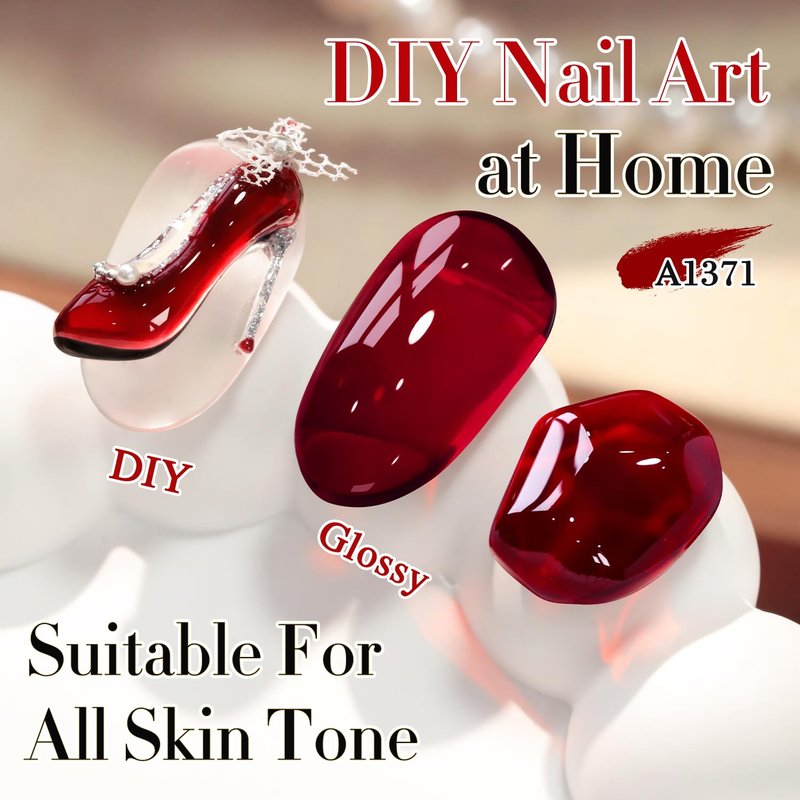 Double Rhythm 15 ML Dark Burgundy Gel Polish Pure Sheer Same Color Same Bottle Gel Polish Art Manicure Salon DIY at Home for Women (Jelly Red-A1371)