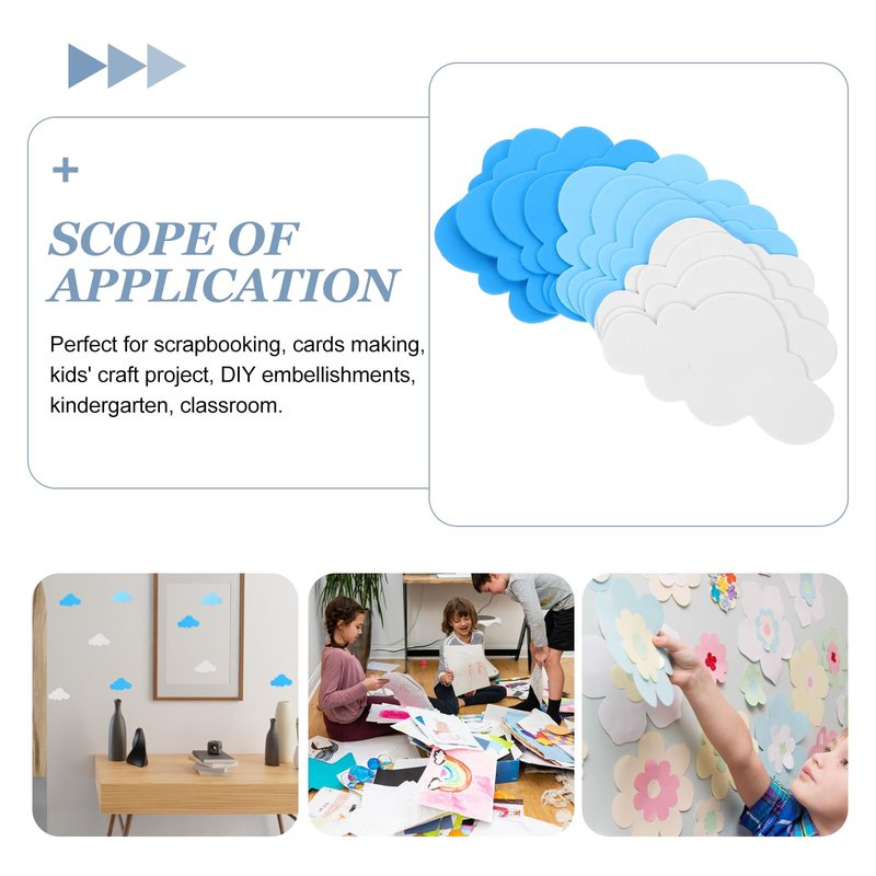 Clouds Wall Stickers EVA Wall Decal Self Adhesive Wallpaper Decoration for Kindergarten Classroom Clouds Kids Stickers DIY Crafts 24pcs 4.7X2.8in