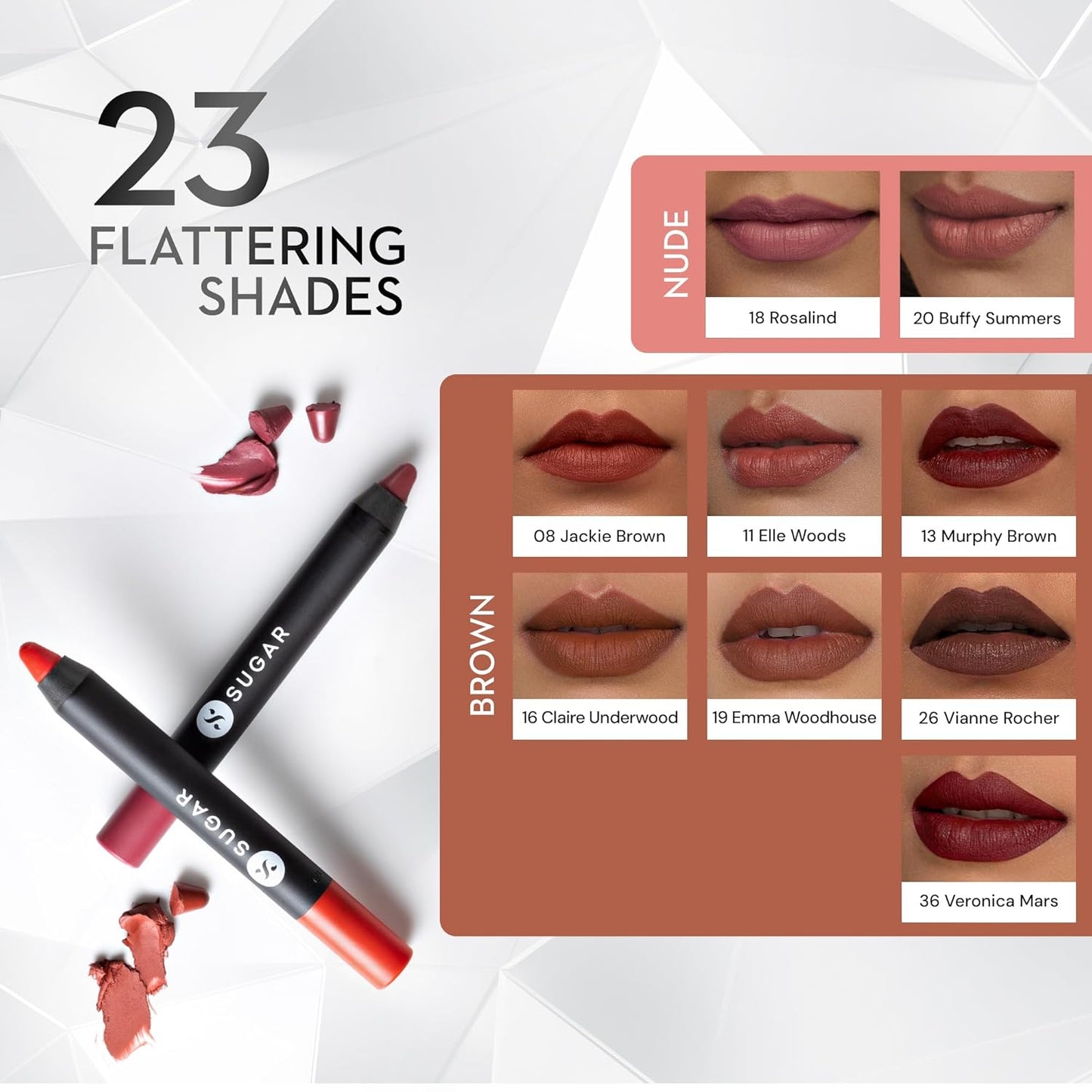 SUGAR Cosmetics Matte Crayon Lipstick - Long-Lasting 8+ Hours | 2.8g Rose Dawson