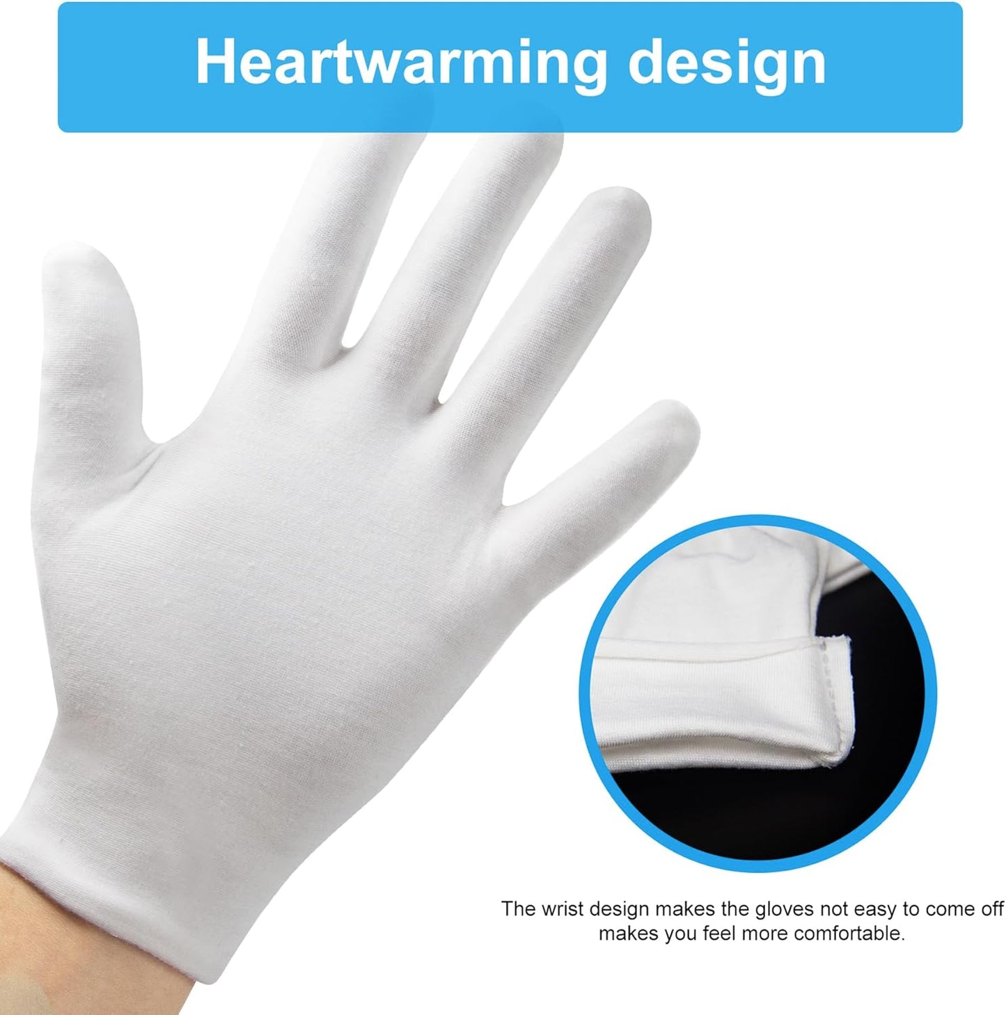 Skiennix Moisturizing Gloves - 5 Pairs of Washable Cotton Gloves for Dry Hands & Eczema Relief