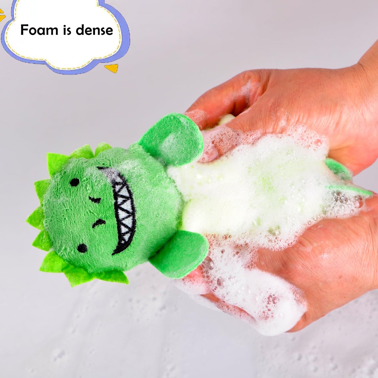 RAMFIYN 2 Pack Fun Bubble Bath Kid Loofahs, Cute Animal Loofah Bath Sponge, Shower Puffs Body Scrubber, Fun Bath Sponges - Shark and Dinosaur