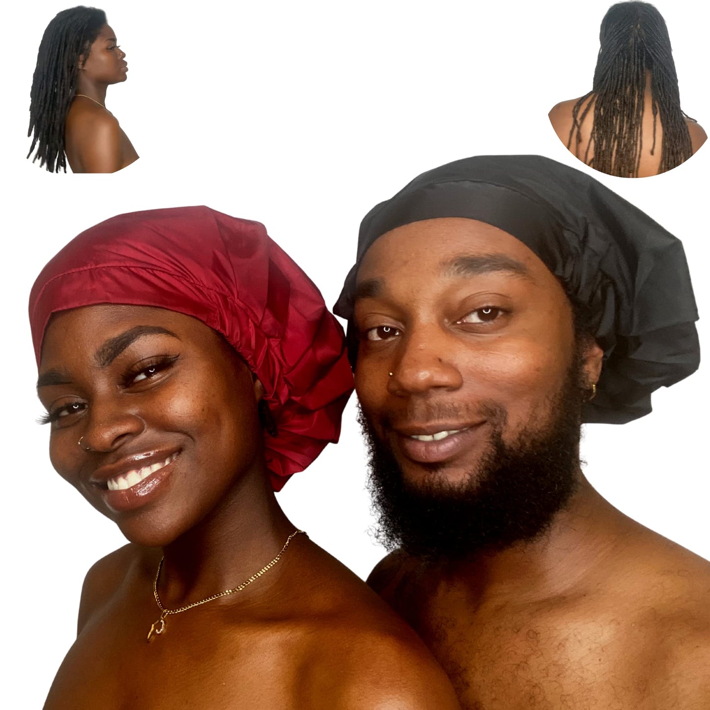 TTAT Shower Cap Extra Large for Men & Women With Braids, Dreadlocks, Locs, Afro, Coily, and Long Hair, Waterproof, Washable, Reusable & Adjustable, Great for Home, Spa, Conditioning, Self Care, Hotel & Salon