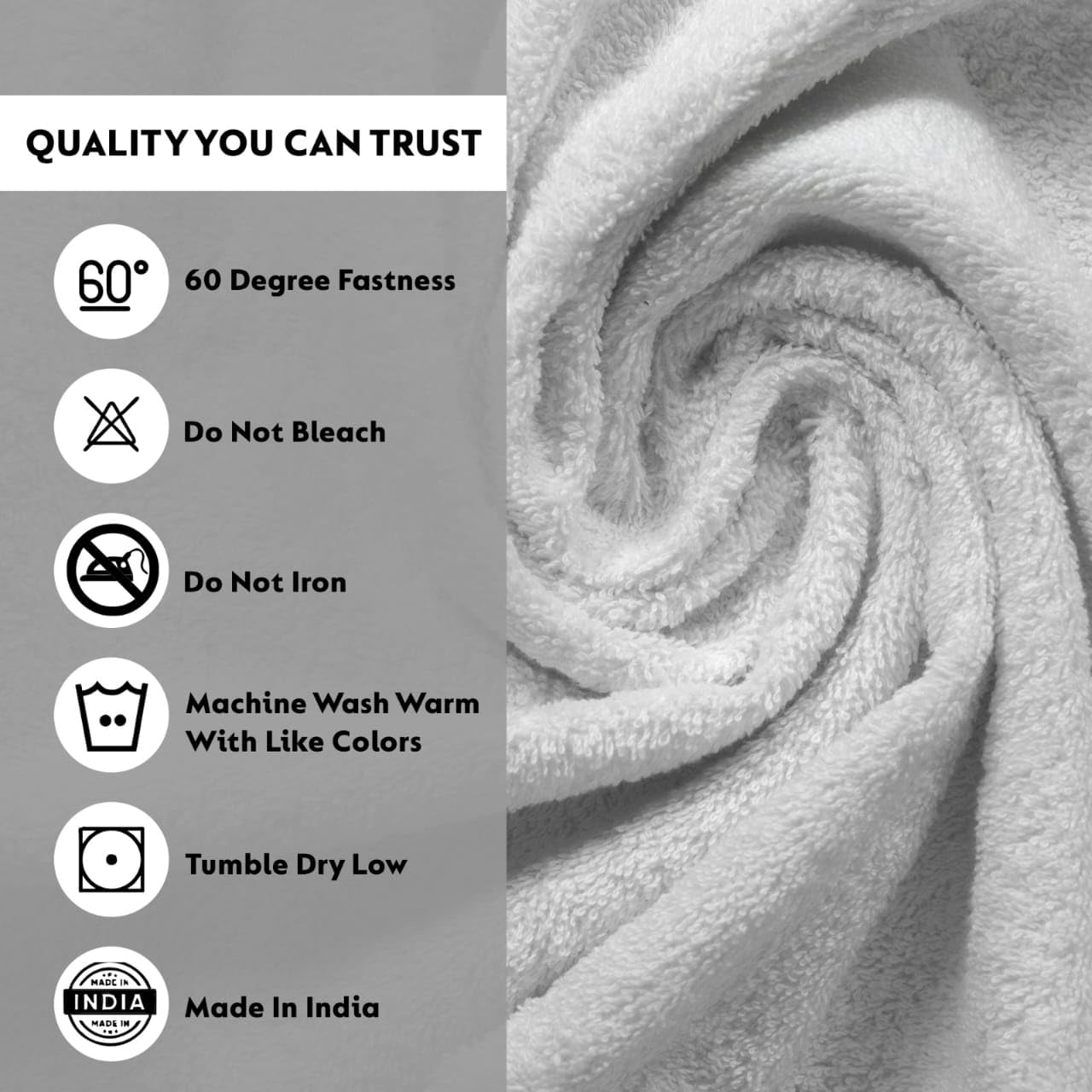 Giftbrit White Classic Luxury Hand Towels Set of 6 – 100% Cotton, Ultra Soft & Highly Absorbent – Hotel & Spa Quality Bathroom Towels – Quick Dry, Durable, 16x28 Inches.