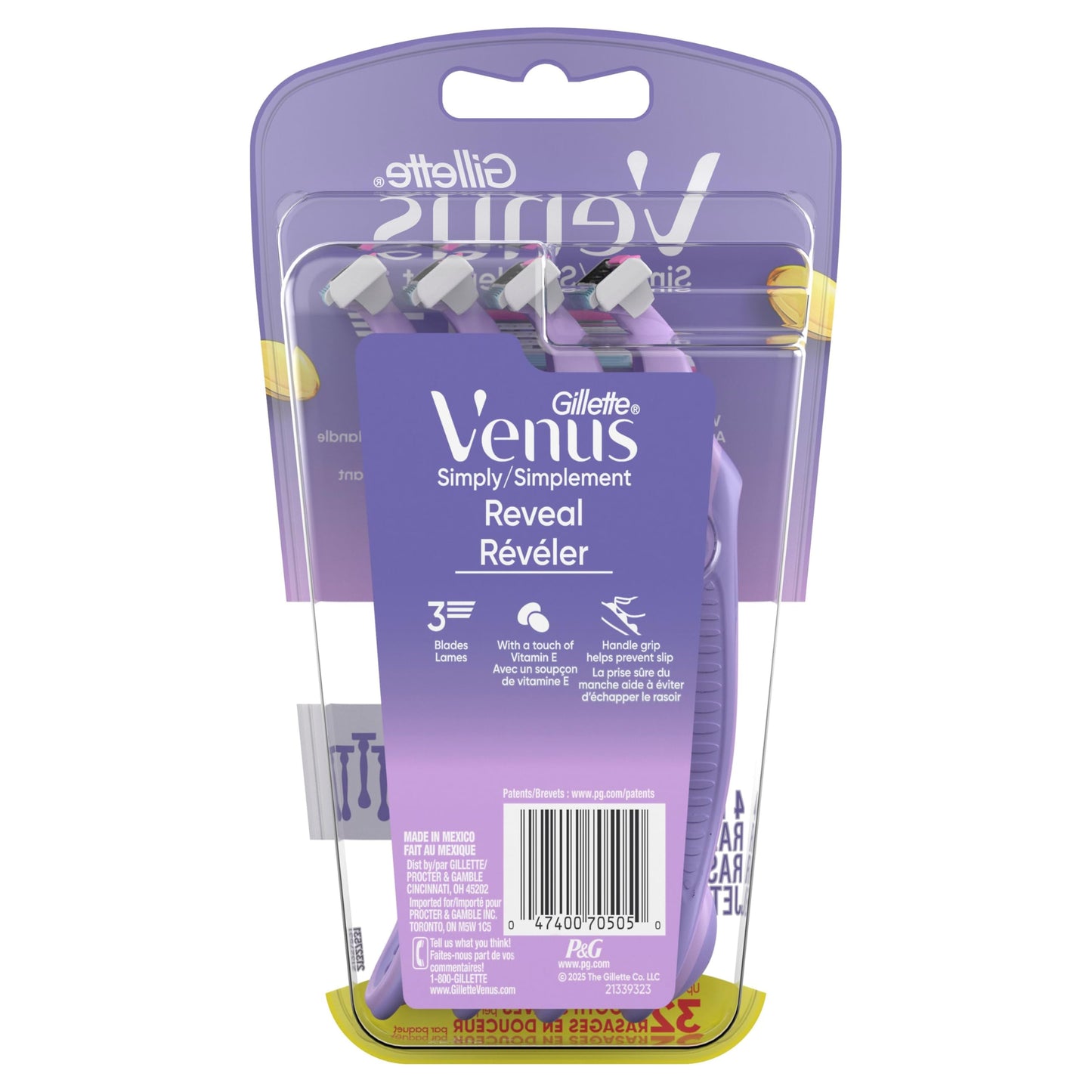 Venus Simply 3 Reveal Disposable Razors, 4 Count