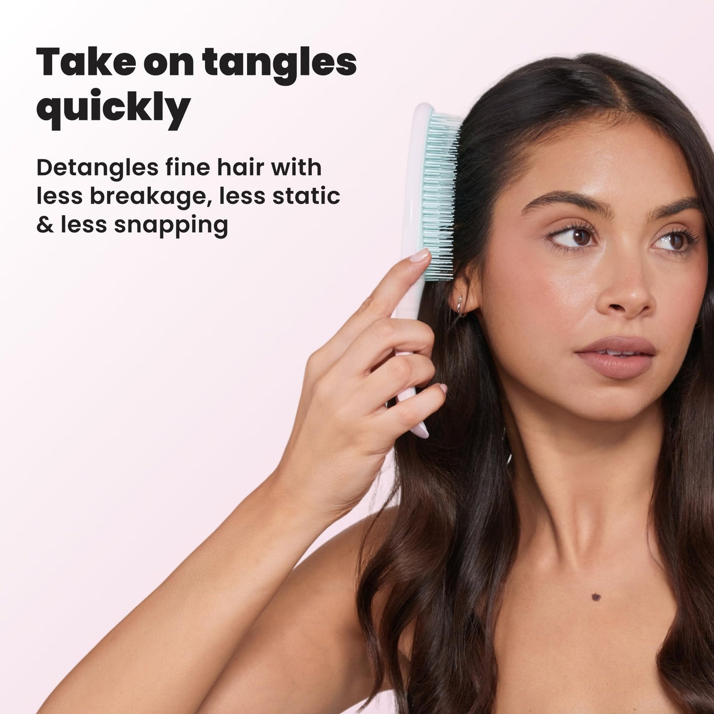 Tangle Teezer Fine Ultimate Detangler Brush, Dry & Wet Hair Brush to Detangle & Reduce Breakage for Fine Hair Types, Marshmallow Pink & Mint