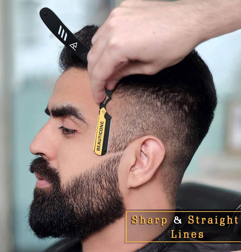 BEAUTICONE Straight Razors for Men, Straight Edge Razor, Single Edge Replacement Blades, Stainless Steel, Barber Razor for Men's Shaving, Barber Shaving Knife