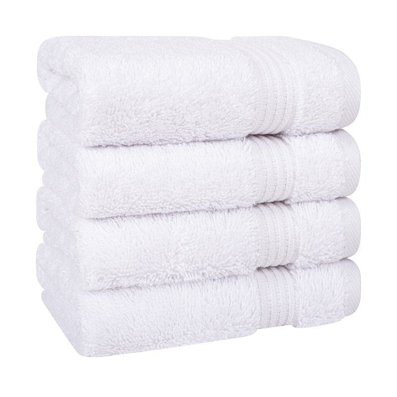 Cotton Paradise 100% Cotton Turkish Towel Set, Soft Absorbent Quick Dry, 4 Piece Washcloth Set, Snow White