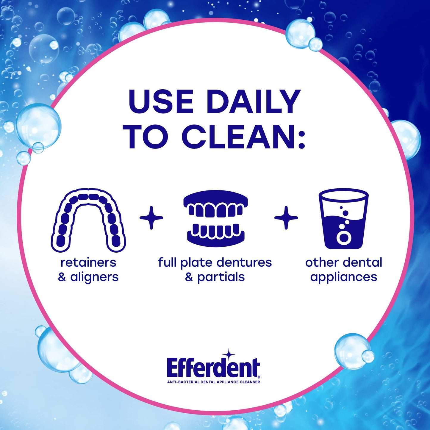 Efferdent Denture Cleaner for Aligners, Dental Appliances & Retainer Cleaner Tablets, 44 Count, Gently Removes Stains, Odor & Plaque Buildup for Dental Appliances