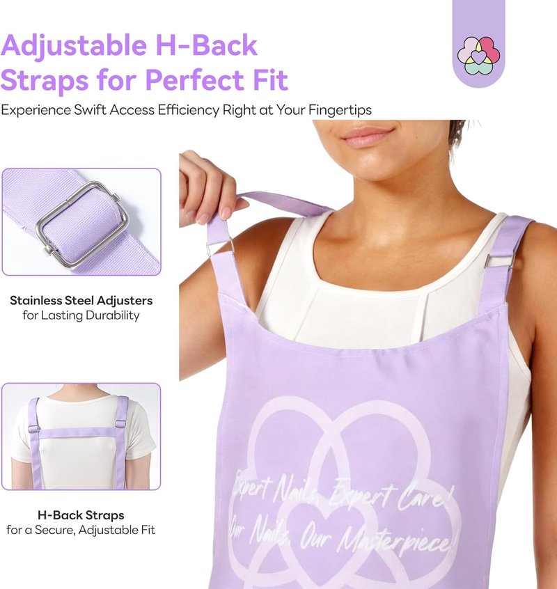 SAVILAND Nail Tech Apron - Waterproof & Stain-Resistant with Multiple Pockets | Adjustable Size 25x35cm