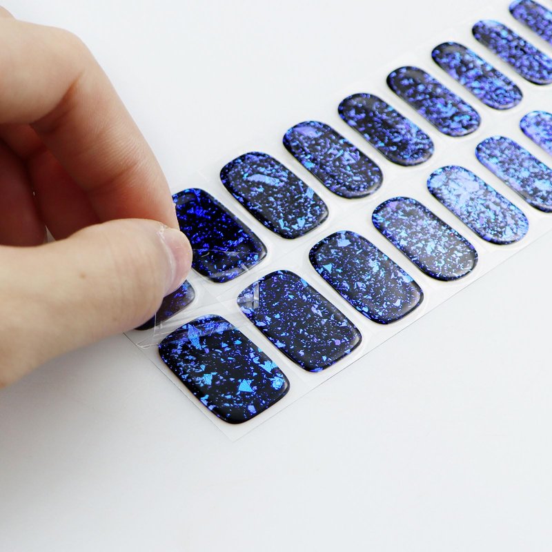 JMEOWIO Gel Nail Stickers Dark Blue Semi Cured Gel Nail Strips Wraps UV/LED Nails Art Design Decoration Accessories