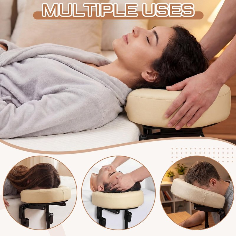 Qunclay Adjustable Massage Headrest for Bed, Portable Mattress Massage Face Cradle with Soft Pillow Cushion, Face Down Pillow After Eye Surgery for Professional and Home Use(Apricot)