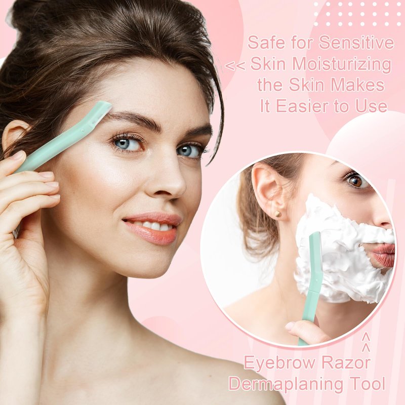 ProSuites 16 Count Dermaplane Razor for Women Face, Professional Facial & Eyebrow Hair Remover, Gentle Skin Exfoliation with Precision Blades， Macaroon color