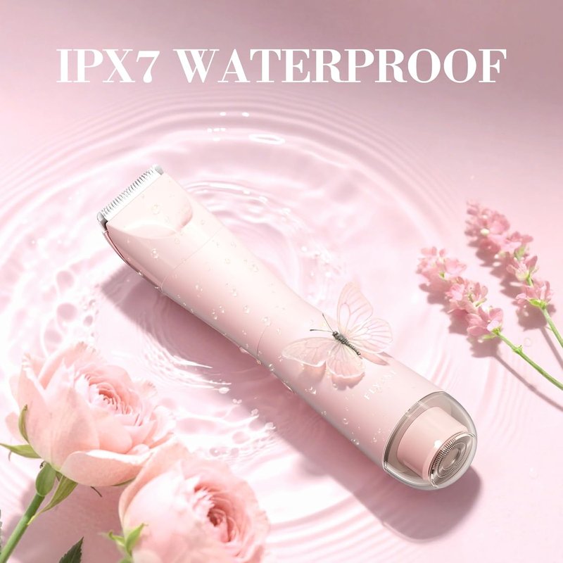 Bikini Trimmer - 2 in 1 Waterproof Electric Shaver for Women | LED Light, Gift Box Included (Rose Pink)