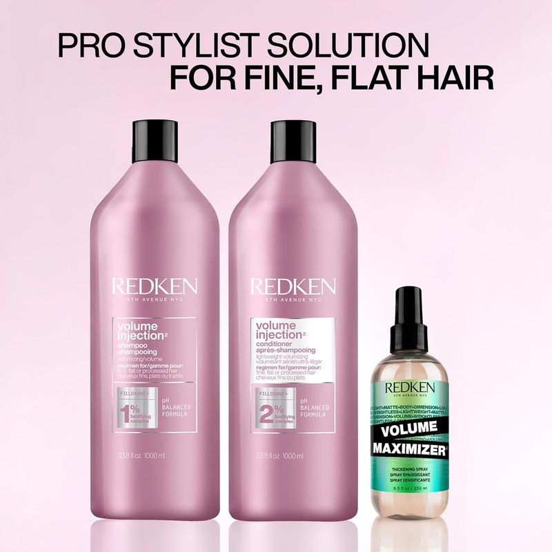 Redken Volume Injection Conditioner - Volumizing & Detangling for Fine Hair, Paraben-Free Formula