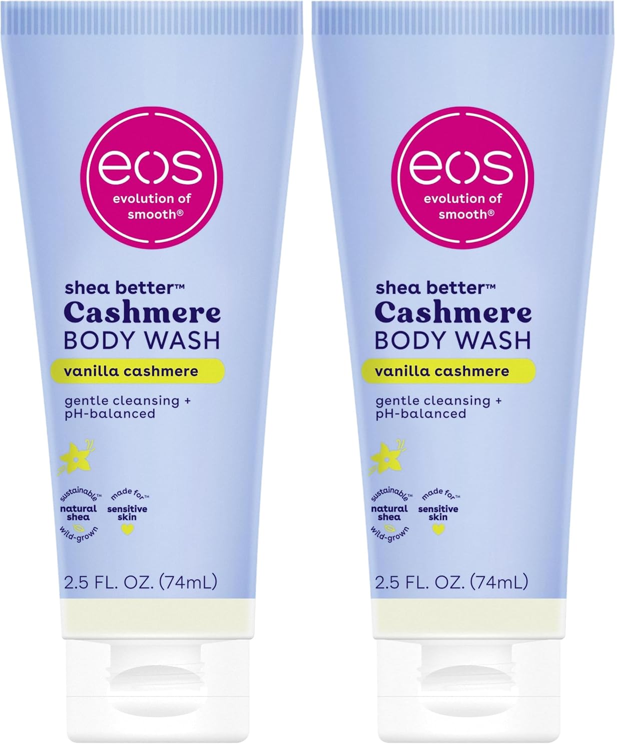 Vanilla Cashmere Body Wash - Travel Size Mini Toiletries | 2.5 fl oz (Pack of 2)
