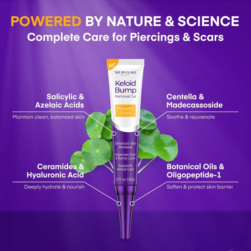 Piercing & Keloid Bump Solution Oil & Gel Kit, Piercing Aftercare Treatment Piercing Bump Solution Aftercare Oil (30 mL) + Keloid Bump Removal Gel (20 g) (2 Pack)