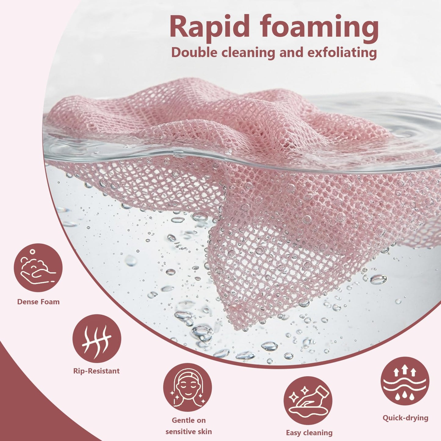 Miracle TQ Exfoliating Shower Towel 48" Dual-Sided Washcloth, Body & Back Scrubber w/Hexagon Woven, Silver Ion, Carbon Fiber, Deep-Cleansing, Quick-Drying, Rip-Resistant, All Skin Types (Black（1PC）)