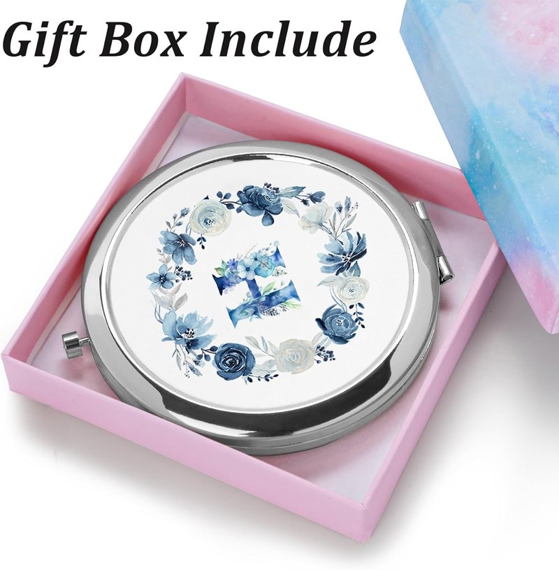Personalized Floral Monogram Compact Mirror - Custom Gift for Women & Teens | Perfect for Birthdays, Graduations, Mother's Day