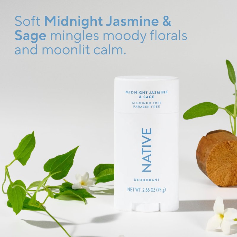 Native Deodorant Contains Naturally Derived Ingredients, 72 Hour Odor Control, Deodorant for Women and Men, Aluminum Free, Midnight Jasmine & Sage 2.65oz