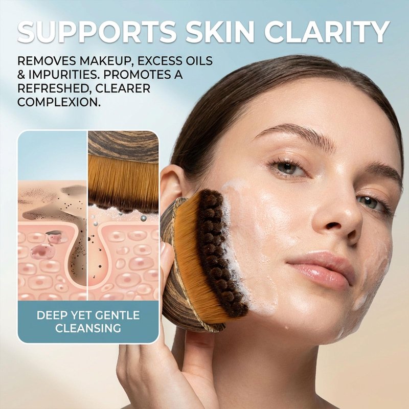 Nuvetra Lift & Glow Lymphatic Brush, Lymphatic Contour Face Brush Drainage, Natural Makeup Brushes with Durable Soft Bristles, Ergonomic Facial Cleansing Brush for Sculpting