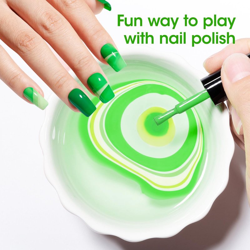 GELLEN Green Nail Polish, Quick Air Dry Non-gel Regular Nail Polish No Light Needed for Finger Toe & Fake Nails | 6-color Spring Summer Full Size Green, Apply 2 Thin Coats | Toxin TPO HEMA Free