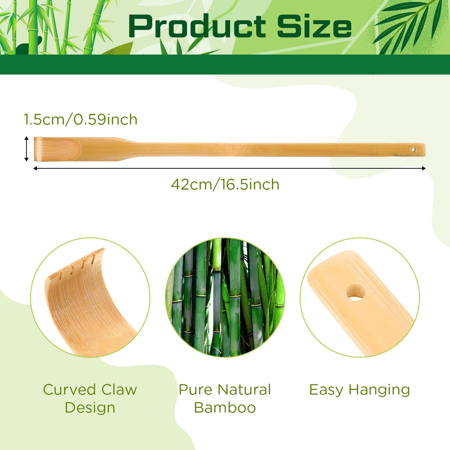 Yinkin 24 Pieces Bamboo Back Scratcher Bulk Long Manual Back Massager Traditional Wooden Back Scratcher for Itching Relief and Body Massage Elderly Men Women Christmas Gifts for Nursing Home