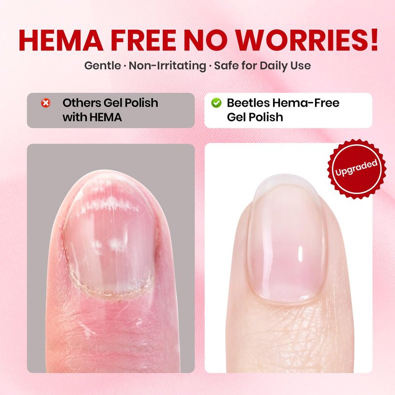 Beetles 22 Pcs HEMA-Free Gel Nail Polish Kit with U V Light - 6 Color Pink Black White Red Shiver Glitter Gel Polish Set Timeless Charm Gift-Ready Package Salon Manicure Kit Mothers Day Gifts