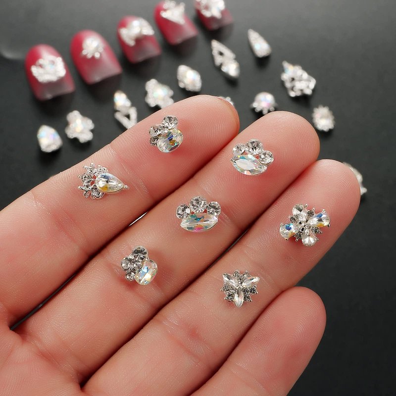 1 Pack of 50 pcs Fusiform Gold Nail Charms Nail Art Kit 3D Nail Charms Nail Gems Nail Rhinestones for Nails Set