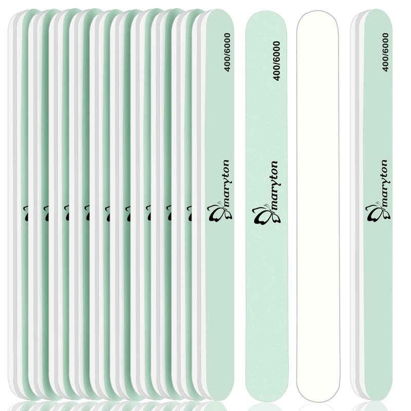 Maryton Nail Buffer and Shine Kit - 10pcs Nail Shine Buffer Blocks for Natural Nails Polisher Fingernail Buffer Buffing File 400 6000 Grit