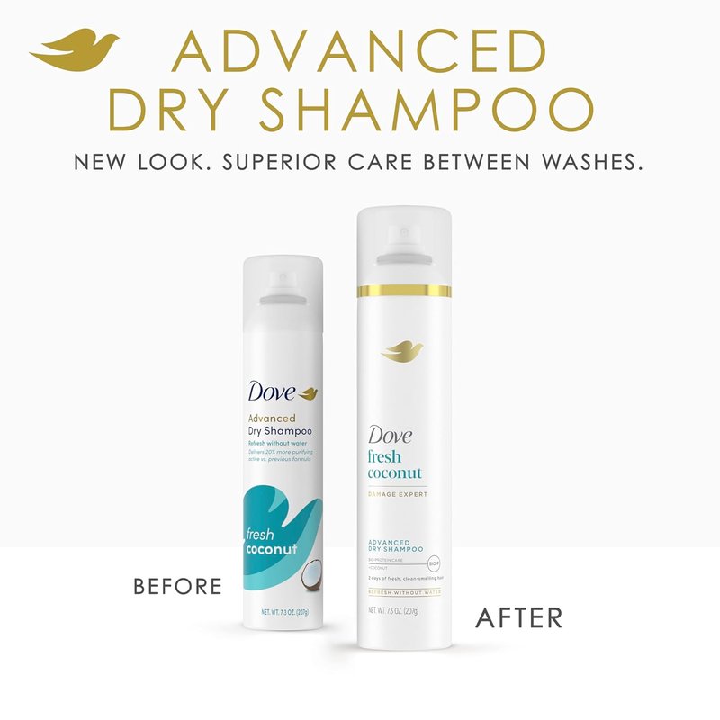 Dove Advanced Dry Shampoo - Fresh Coconut Formula for Clean, Revived Hair | 7.3 oz
