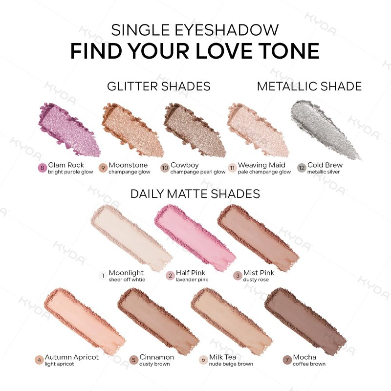 KYDA Beige Brown Matte Single Eyeshadow, Matte Nude Brown Eyeshadow Compact, Ultra-fine Lightweight, Crease-proof High Pigmented Formula, Korean Mini Eyes Makeup, Milk Tea
