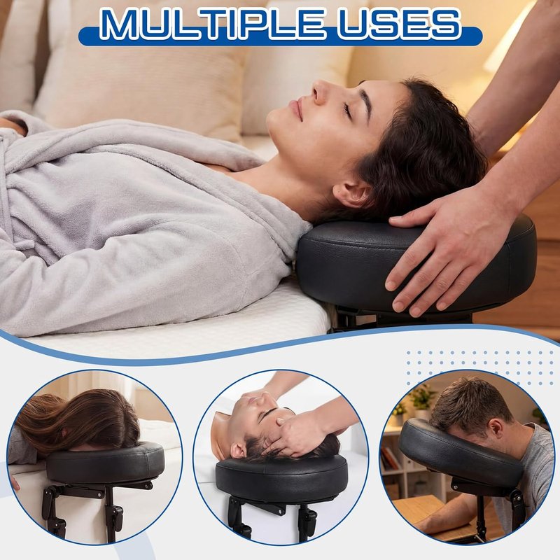 Qunclay Adjustable Massage Headrest - Portable Face Cradle with Soft Pillow Cushion | Ideal for Home & Professional Use (Black)