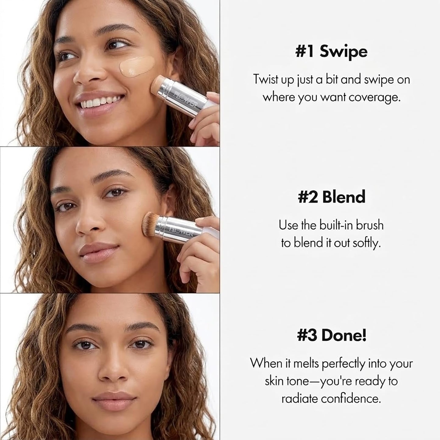 YTDJ Color Changing Foundation Stick with Built-In Brush, Hydrating Balm to Cream Face Makeup, Color-Adapting Dewy Foundation for Natural Everyday Look & Mature Skin (202 Natural)