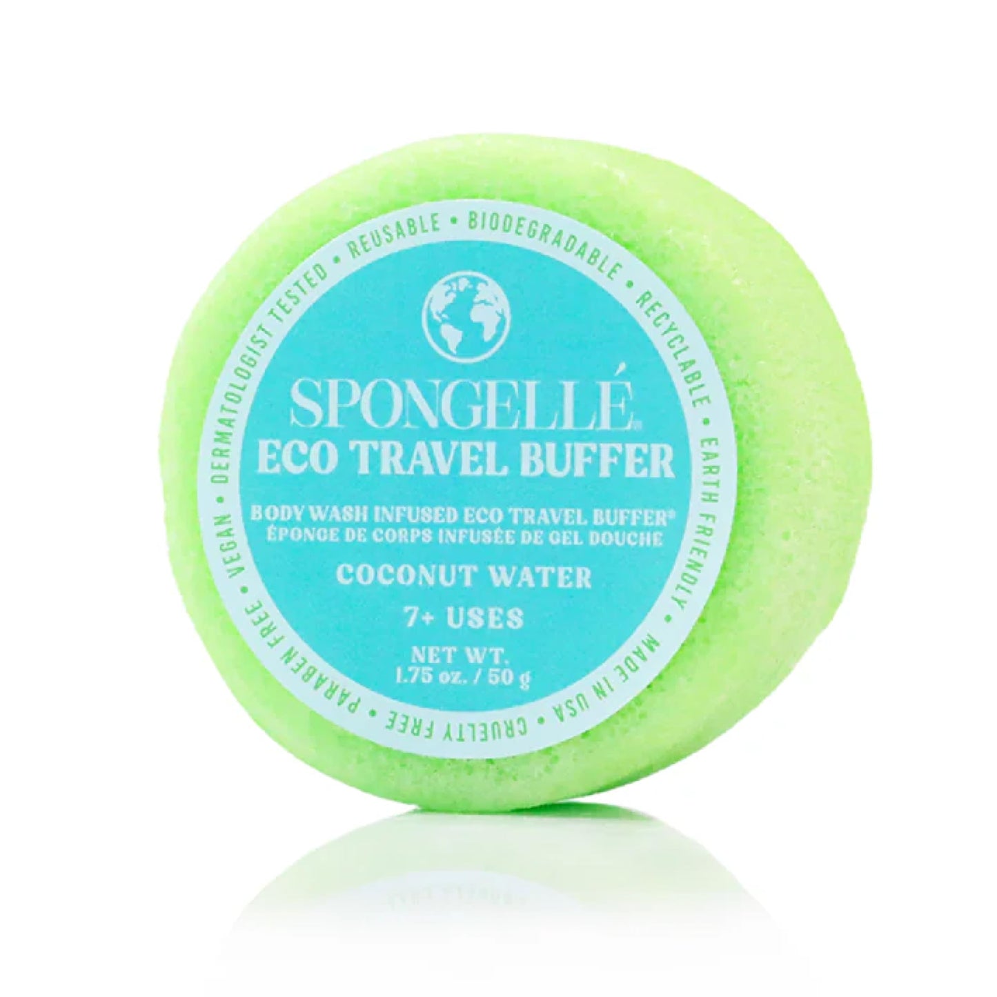 Spongelle Coconut Water Eco Collection Travel Body Buffer Body Scrubber | Bath & Shower Loofah for Men & Women | Biodegradable, Cruelty-Free, Vegan, Dermatologist-Tested, Made in USA | 7+ uses