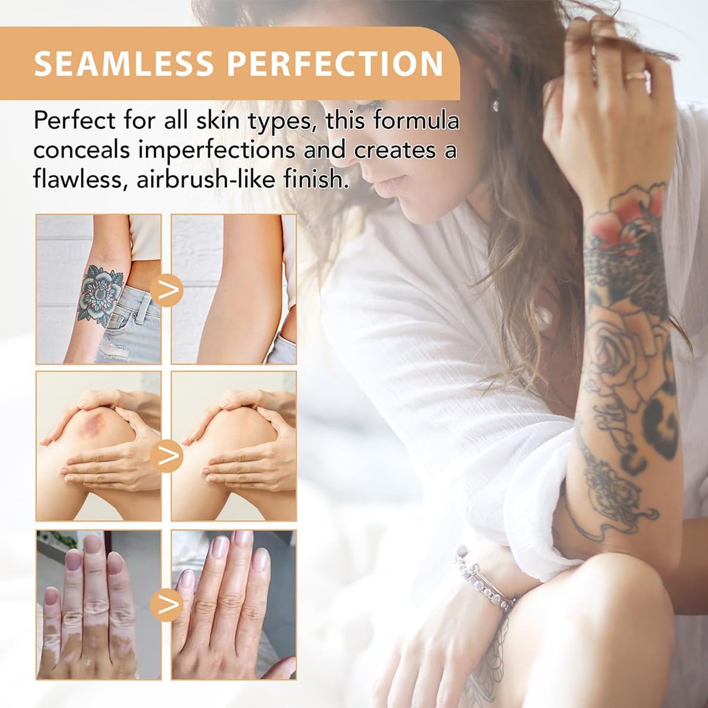 Waterproof Leg & Body Makeup - Tattoo Cover Up Makeup & Tattoo Concealer - Long Lasting Body Foundation - Easy Application - Flawless-Looking Legs - Subtle Sun-Kissed Finis - Medium