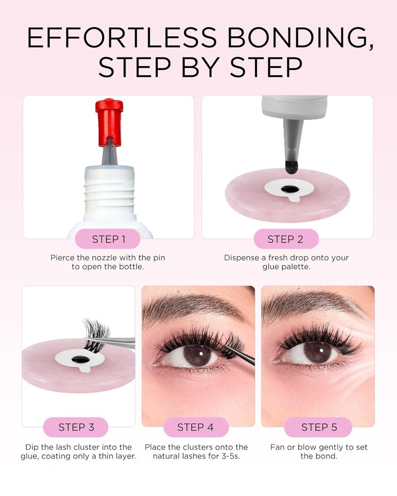 BEYELIAN Lash Cluster Glue - Strong Hold Black Adhesive for Eyelash Extensions | Waterproof, Hypoallergenic, 5ML