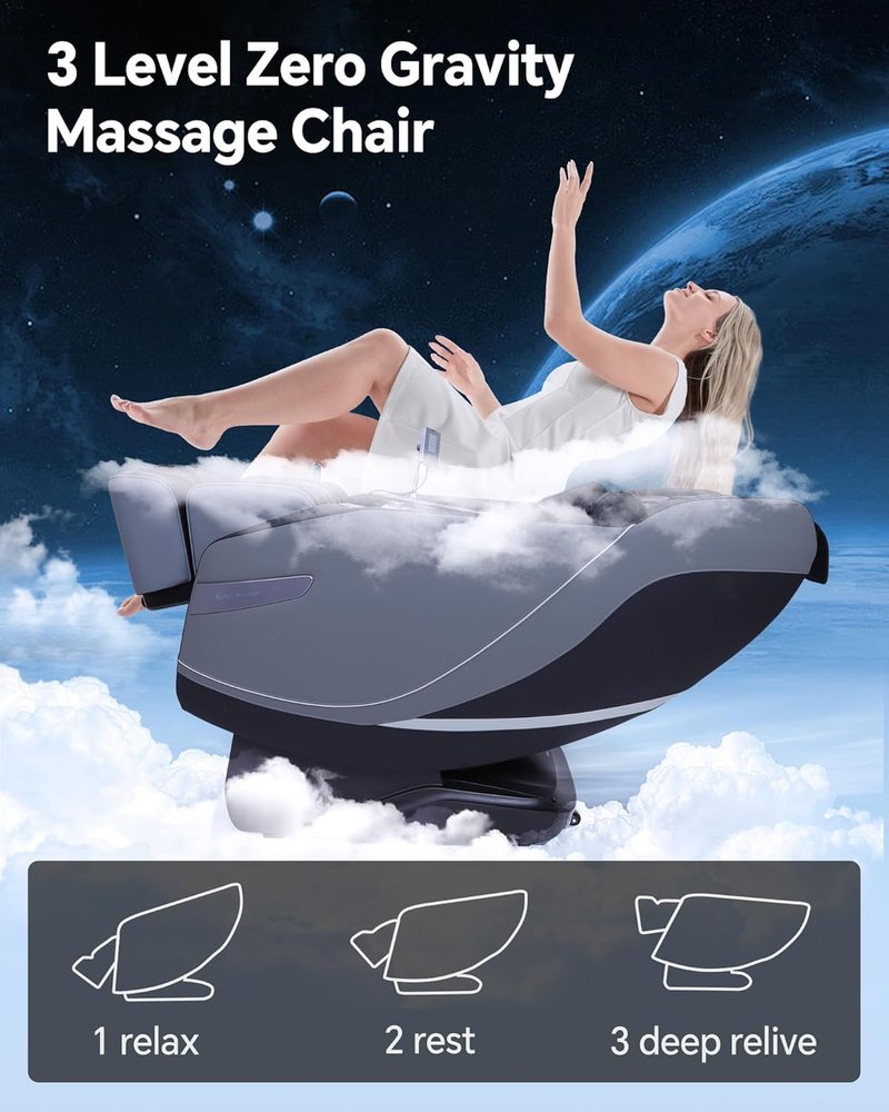 Skiennix Full Body Massage Chair - Zero Gravity 3D SL-Track Shiatsu with Rocking Sleep Mode, Black