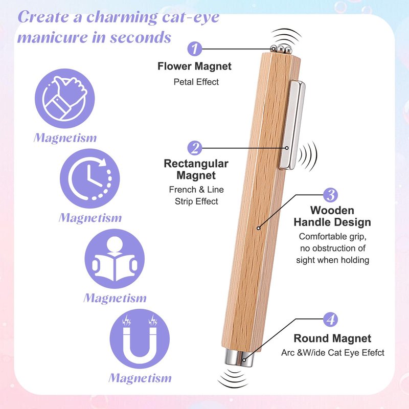 KFHENSOMR Cat Eye Magnets with Heart Shaped Cat-Eye Tool Cat Eye Gel Nail Polish Magnets Pen Multifunctional 3D Magnetic Nails Polish Stick for Home DIY Salon Studio Nails Art Design Tools