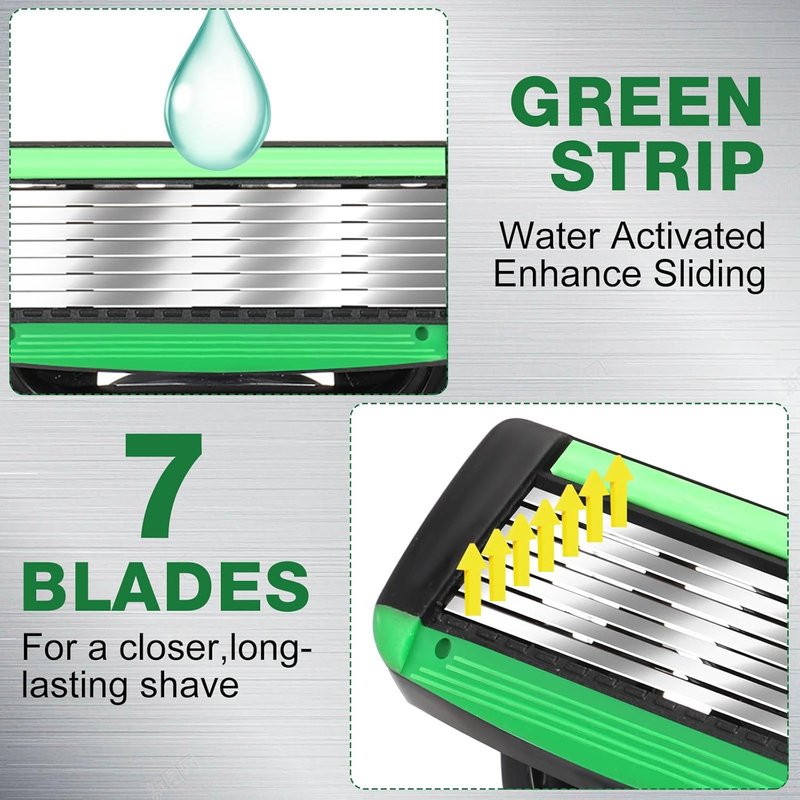 Skiennix 22-Piece Men's Razor Set - Refillable 7-Blade Sensitive Skin Kit for Comfortable Shaving