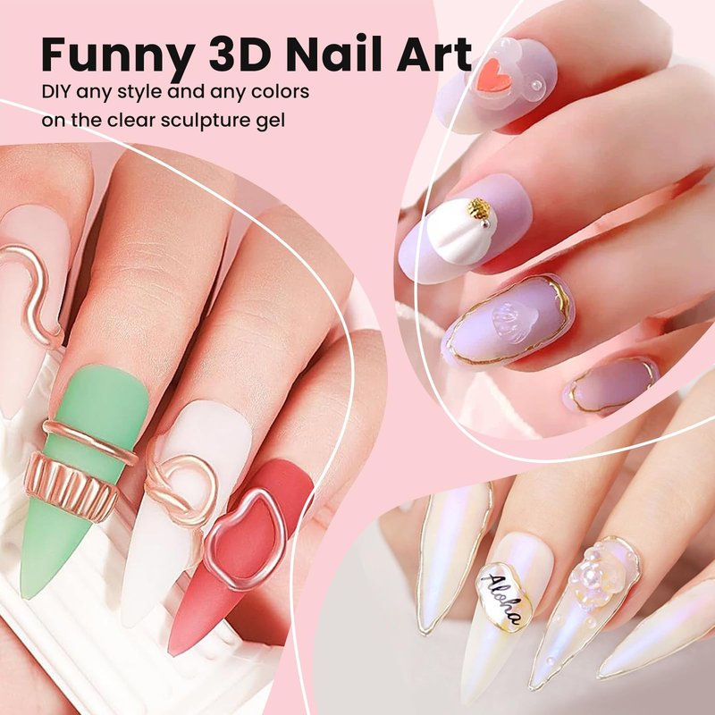 BUTIBBJA Solid Builder Gel For Nails, Clear, Nail Art for 3D Sculpting Gel Sock Off UV LED with Silicone Mold Salon DIY at Home,16g/0.56oz