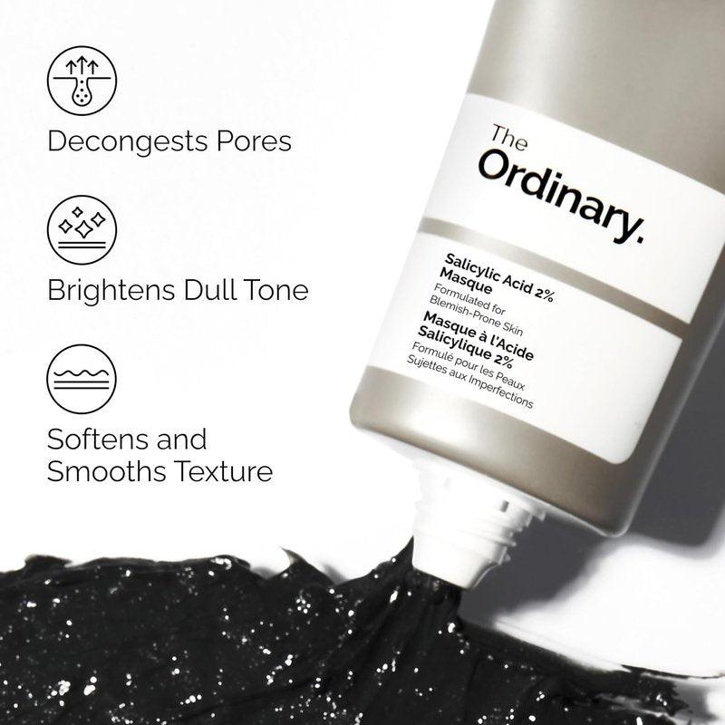 Salicylic Acid 2% Masque - Clarifying Charcoal & Clay Mask for Blemish-Prone Skin | 1.7 Fl Oz